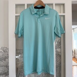 Nike Men's Golf Aqua Polo Short Sleeve Shirt Striped Medium